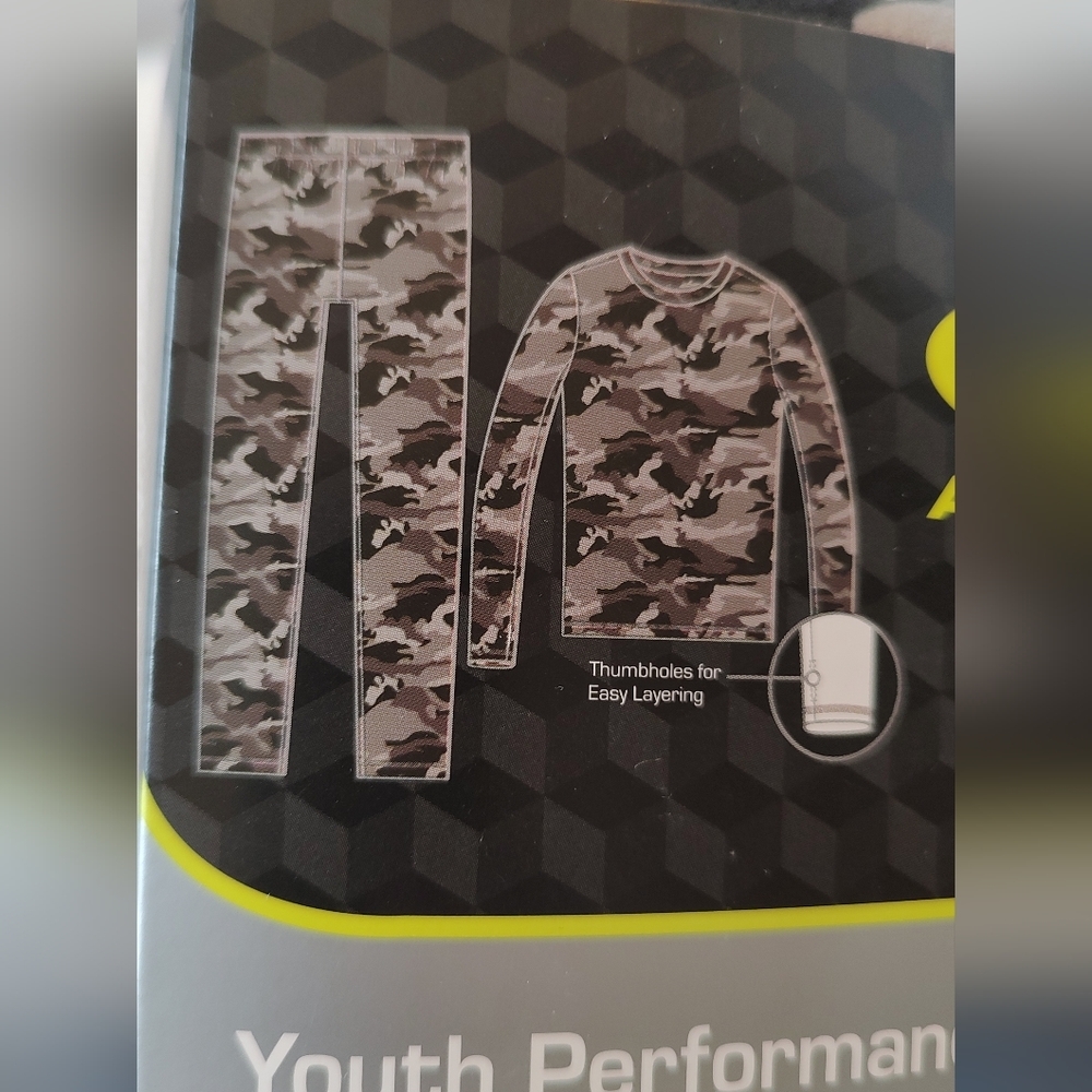 Youth Performance Thermal Underwear Set Athletic Works Black/Grey NWT